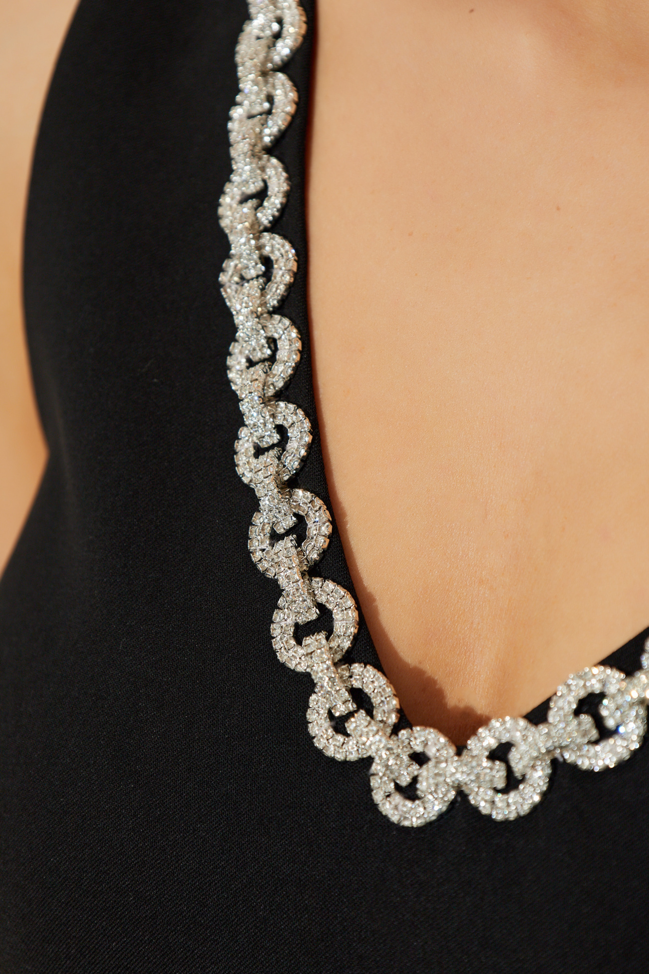 Self-Portrait Dress with shimmering crystals at the neckline